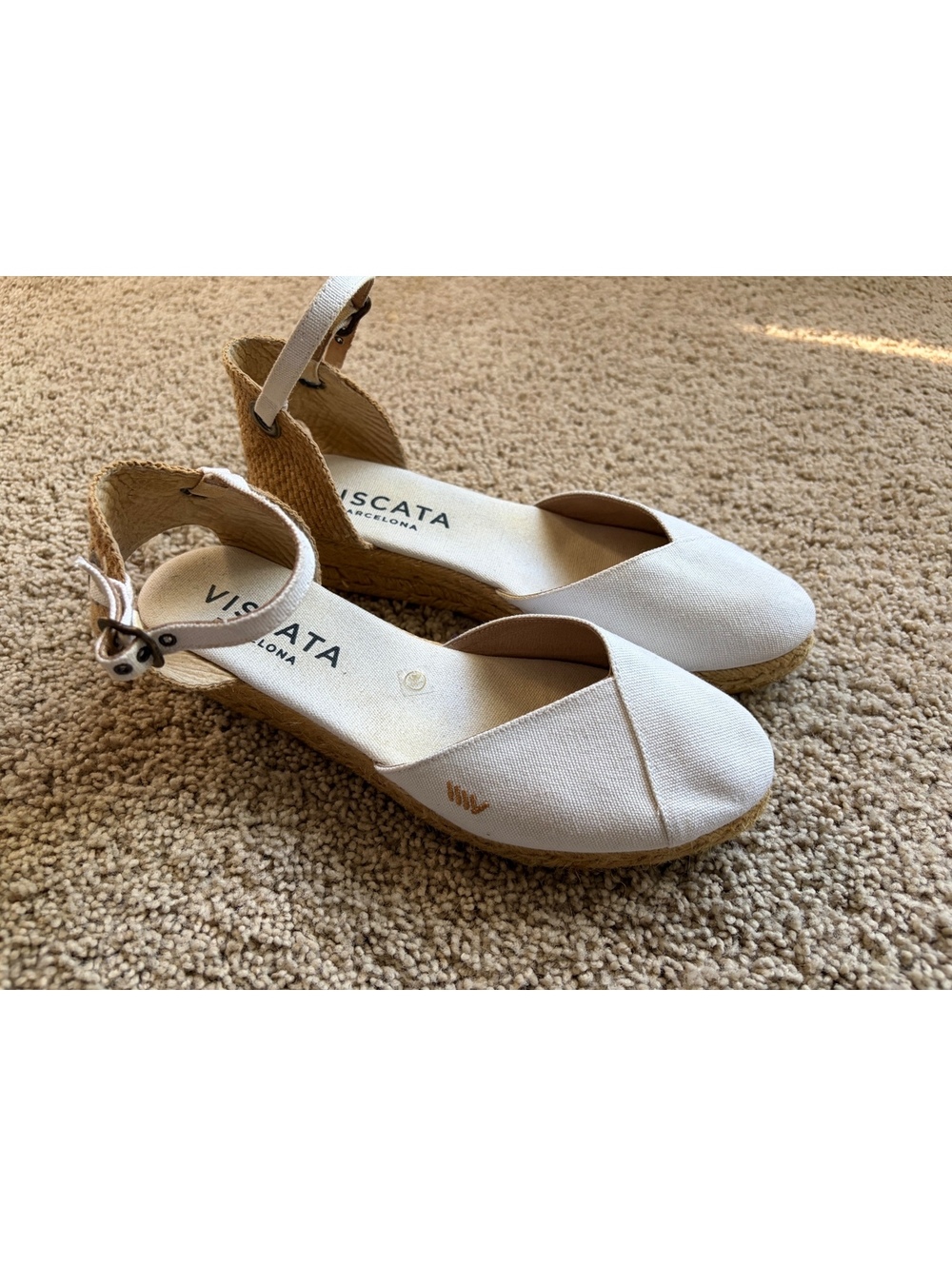 Viscata Barcelona white canvas Pubol espadrille wedges Size 8.5